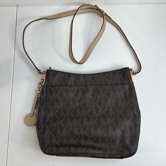 Michael Kors Crossbody Jet Set Large Brown Monogram Travel Logo Messenger Bag - Picture 5 of 15